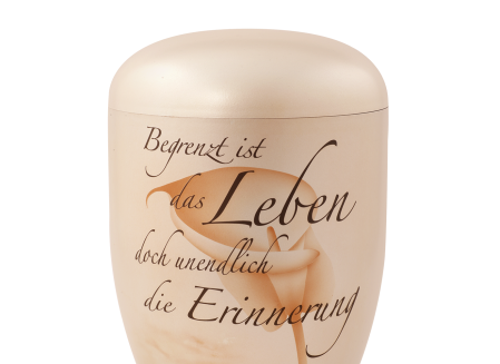 Naturstoffurne perlmut, handbemalt
