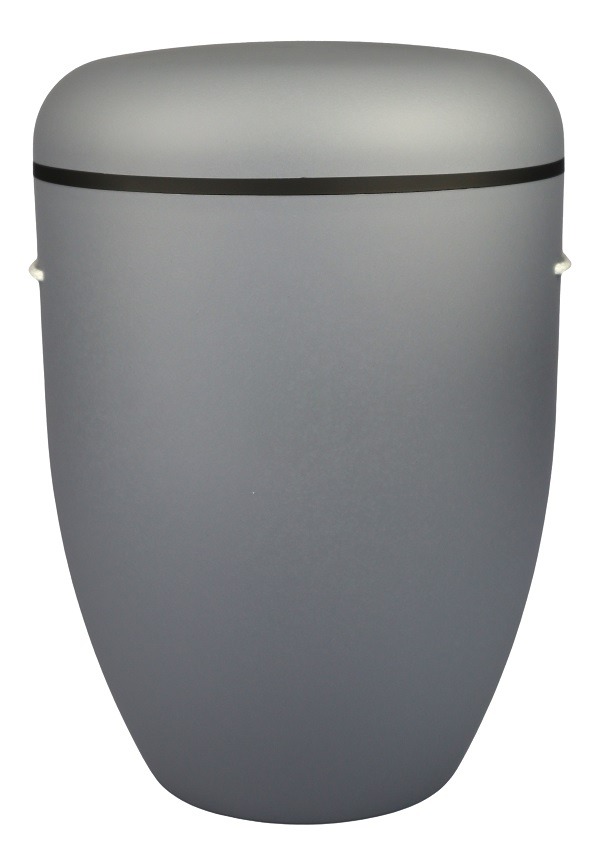 Schlichte Naturstoffurne in Grau mit schmalem Zierring